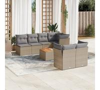 vidaXL Set Divano da Giardino 8 pz con Cuscini Beige in Polyrattan