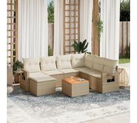 vidaXL Set Divano da Giardino 8 pz con Cuscini Beige in Polyrattan