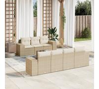 vidaXL Set Divano da Giardino 8 pz con Cuscini Beige in Polyrattan