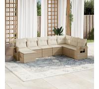 vidaXL Set Divano da Giardino 8 pz con Cuscini Beige in Polyrattan