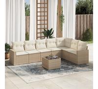 vidaXL Set Divano da Giardino 8 pz con Cuscini Beige in Polyrattan