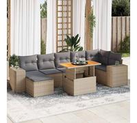 vidaXL Set Divano da Giardino 8 pz con Cuscini Beige in Polyrattan