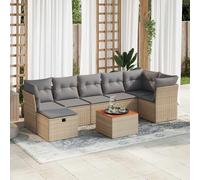 vidaXL Set Divano da Giardino 8 pz con Cuscini Beige in Polyrattan