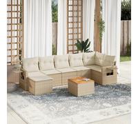 vidaXL Set Divano da Giardino 8 pz con Cuscini Beige in Polyrattan