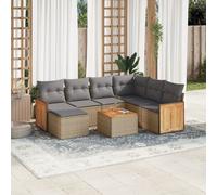 vidaXL Set Divano da Giardino 8 pz con Cuscini Beige in Polyrattan