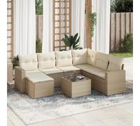 vidaXL Set Divano da Giardino 8 pz con Cuscini Beige in Polyrattan