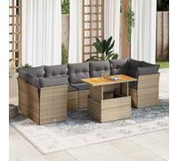 vidaXL Set Divano da Giardino 8 pz con Cuscini Beige in Polyrattan