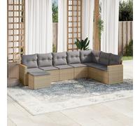 vidaXL Set Divano da Giardino 8 pz con Cuscini Beige Misto Polyrattan
