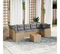 vidaXL Set Divano da Giardino 8 pz con Cuscini Beige Misto Polyrattan