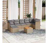 vidaXL Set Divano da Giardino 8 pz con Cuscini Beige Misto Polyrattan