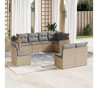 vidaXL Set Divano da Giardino 8 pz con Cuscini Beige Misto Polyrattan