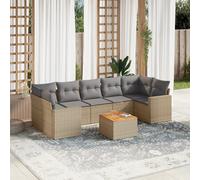 vidaXL Set Divano da Giardino 8 pz con Cuscini Beige Misto Polyrattan