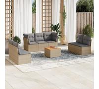 vidaXL Set Divano da Giardino 8 pz con Cuscini Beige Misto Polyrattan