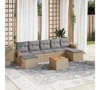 vidaXL Set Divano da Giardino 8 pz con Cuscini Beige Misto Polyrattan