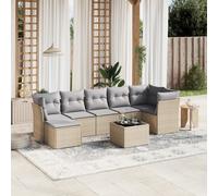 vidaXL Set Divano da Giardino 8 pz con Cuscini Beige Misto Polyrattan