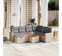 vidaXL Set Divano da Giardino 8 pz con Cuscini Beige Misto Polyrattan