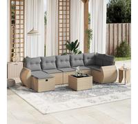 vidaXL Set Divano da Giardino 8 pz con Cuscini Beige Misto Polyrattan