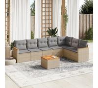 vidaXL Set Divano da Giardino 8 pz con Cuscini Beige Misto Polyrattan