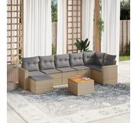 vidaXL Set Divano da Giardino 8 pz con Cuscini Beige Misto Polyrattan