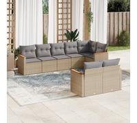 vidaXL Set Divano da Giardino 8 pz con Cuscini Beige Misto Polyrattan
