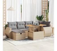 vidaXL Set Divano da Giardino 8 pz con Cuscini Beige Polyrattan Acacia