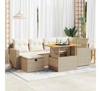vidaXL Set Divano da Giardino 8 pz con Cuscini Beige Polyrattan Acacia