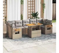 vidaXL Set Divano da Giardino 8 pz con Cuscini Beige Polyrattan Acacia