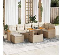 vidaXL Set Divano da Giardino 8 pz con Cuscini Beige Polyrattan Acacia