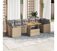 DIVANO DA GIARDINO VIDAXL 8 pz con Cuscini Beige Polyrattan Acacia - 3327461
