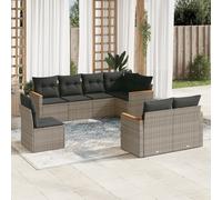 vidaXL Set Divano da Giardino 8 pz con Cuscini Grigio in Polyrattan