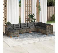 vidaXL Set Divano da Giardino 8 pz con Cuscini Grigio in Polyrattan