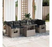 vidaXL Set Divano da Giardino 8 pz con Cuscini Grigio in Polyrattan