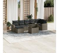 vidaXL Set Divano da Giardino 8 pz con Cuscini Grigio in Polyrattan