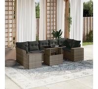 vidaXL Set Divano da Giardino 8 pz con Cuscini Grigio in Polyrattan
