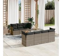 vidaXL Set Divano da Giardino 8 pz con Cuscini Grigio in Polyrattan