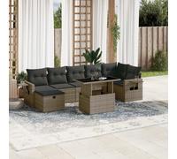 vidaXL Set Divano da Giardino 8 pz con Cuscini Grigio in Polyrattan