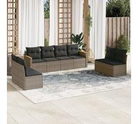 vidaXL Set Divano da Giardino 8 pz con Cuscini Grigio in Polyrattan