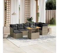 vidaXL Set Divano da Giardino 8 pz con Cuscini Grigio in Polyrattan