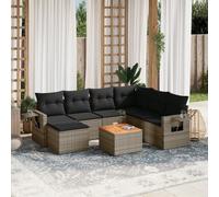 vidaXL Set Divano da Giardino 8 pz con Cuscini Grigio in Polyrattan