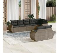 vidaXL Set Divano da Giardino 8 pz con Cuscini Grigio in Polyrattan