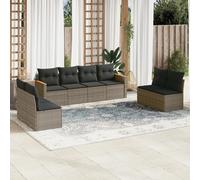 Set Divano da Giardino 8 pz con Cuscini Grigio in Polyrattan