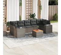 vidaXL Set Divano da Giardino 8 pz con Cuscini Grigio in Polyrattan