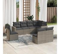 vidaXL Set Divano da Giardino 8 pz con Cuscini Grigio in Polyrattan