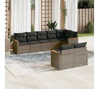 vidaXL Set Divano da Giardino 8 pz con Cuscini Grigio in Polyrattan
