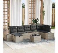 vidaXL Set Divano da Giardino 8 pz Grigio chiaro polyrattan