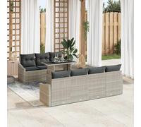 vidaXL Set Divano da Giardino 8 pz Grigio chiaro polyrattan