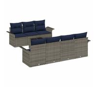vidaXL Set Divano da Giardino 8 pz Grigio e Blu Navy polyrattan | Configurabile per ogni spazio, Materiali resistenti per mantenere il set fresco, Perfetto per piccoli raduni