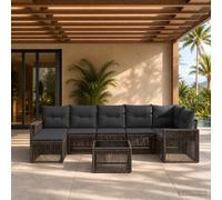 vidaXL Set Divano da Giardino 8 pz Grigio e Grigio Scuro polyrattan