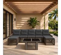 vidaXL Set Divano da Giardino 8 pz Grigio e Grigio Scuro polyrattan