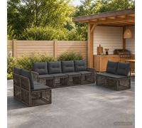 vidaXL Set di divani da giardino 8 pezzi rattan artificiale grigio e grigio scuro, divano da esterno moderno e resistente alle intemperie, mobili da giardino, patio, mobili da salotto, cuscino in